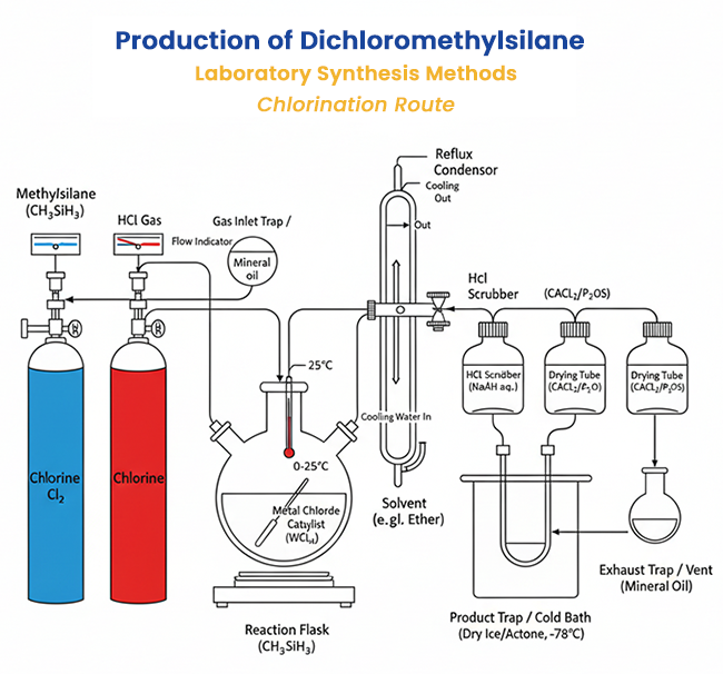producing dichloromethylsilane via the chlorination route